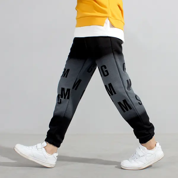 【4Y-13Y】Boys Alphabet Print Sports Trousers - Thefolls.com 