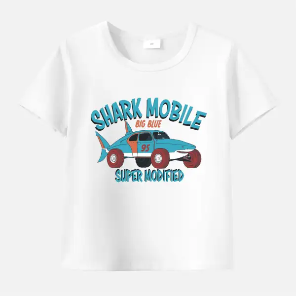 【12M-9Y】Boys Car Print Antifouling Cotton Short Sleeved T-shirt - Thefolls.com 