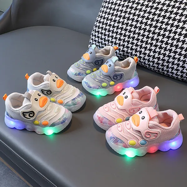 Unisex Casual Cartoon Bird LED Illuminated Soft Sole Sneakers - Thefolls.com 