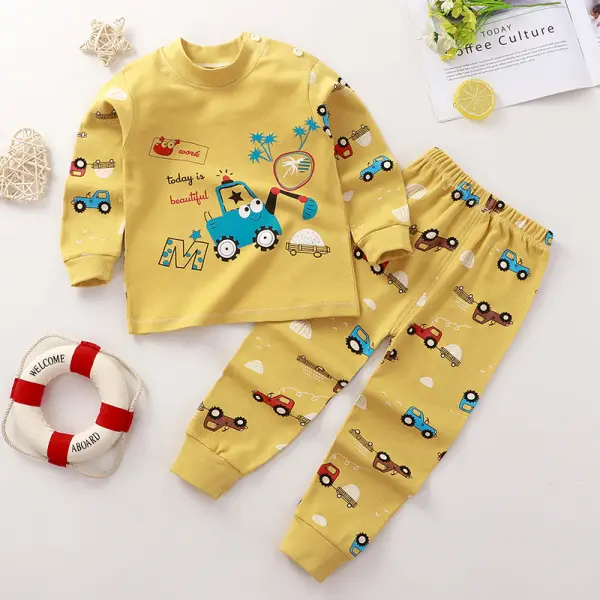 【18M-7Y】Boys 2-piece Cartoon Print Pajamas Set - Thefolls.com 