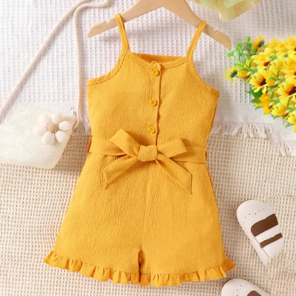 【3Y-7Y】Girls Yellow Sling Jumpsuit - Thefolls.com 