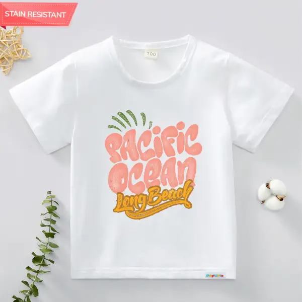 【12M-9Y】Kids Letter Print Antifouling Cotton Short Sleeved T-shirt - Thefolls.com 