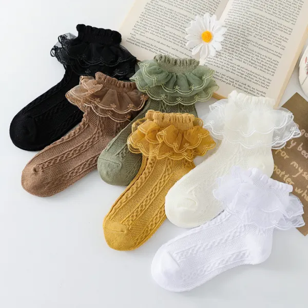 【1Y-12Y】Girls Fashion Sweet Lace Ruffle Socks - Thefolls.com 