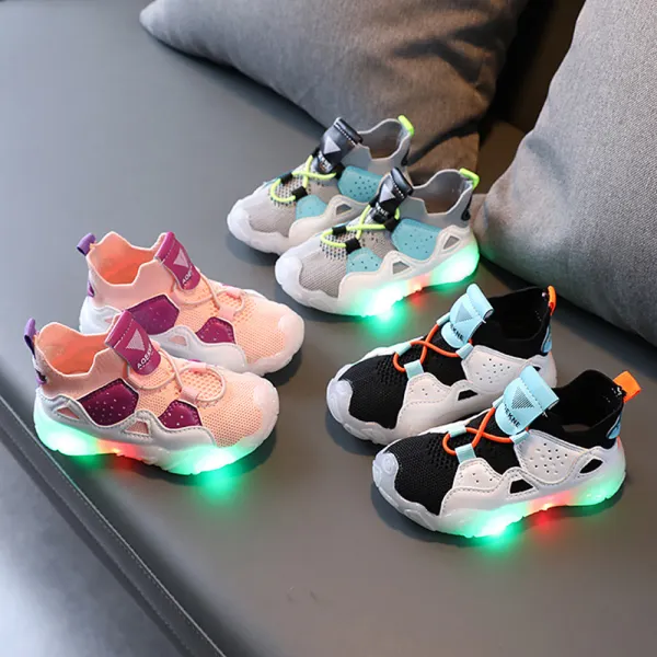 Unisex Casual Color Matching LED Luminous Mesh Breathable Sneakers - Thefolls.com 