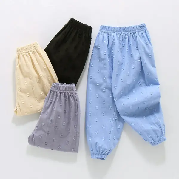 【18M-7Y】Unisex Casual Polka Dot Jacquard Breathable Pants - Thefolls.com 