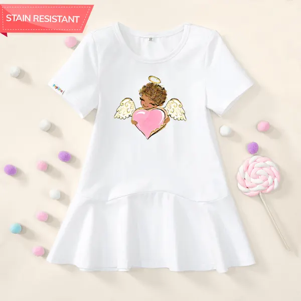 【18M-9Y】Girl Stain Resistant Cotton Cartoon Print Short-sleeved Dress - Thefolls.com 