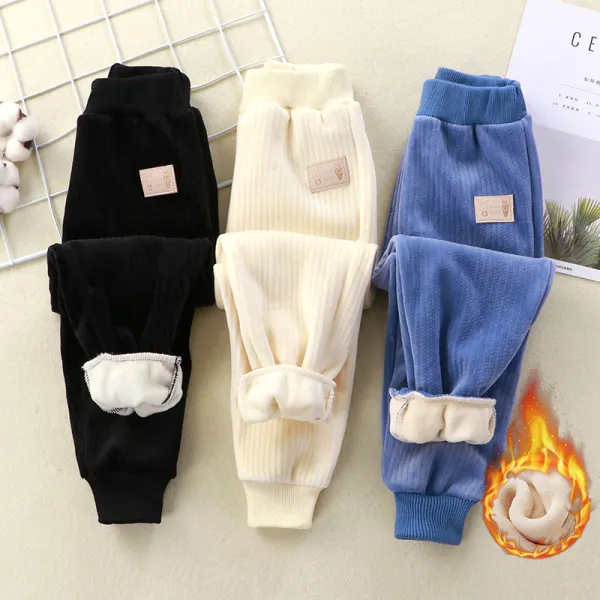 【12M-7Y】Kids Casual Fleece Thick Pants - Thefolls.com 