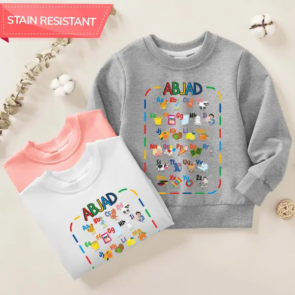 【12M-9Y】Unisex Kids Cotton Stain Resistant Cartoon Letter Print Long Sleeve Sweatshirt - Thefolls.com 