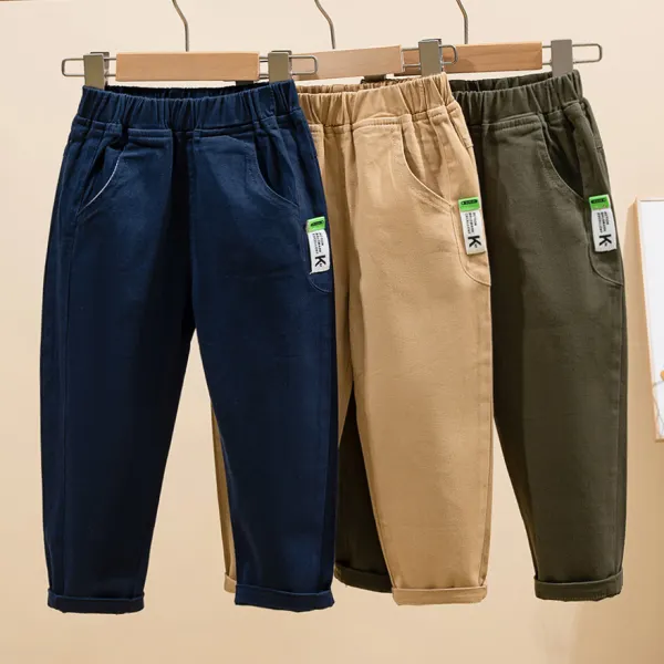 【2Y-7Y】Boys Casual Letter Embroidery Cotton Pants - Thefolls.com 