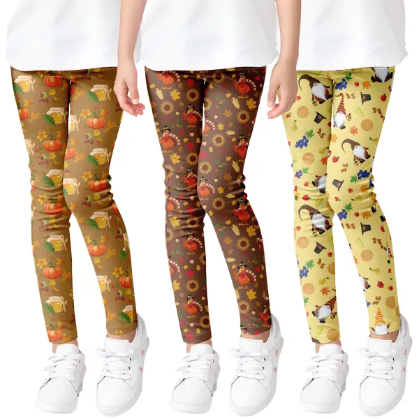 【3Y-10Y】Girls Thanksgiving Print Leggings - Thefolls.com 