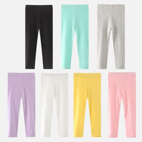 【18M-9Y】Girl Casual Solid Color Multicolor Elastic Leggings - Thefolls.com 