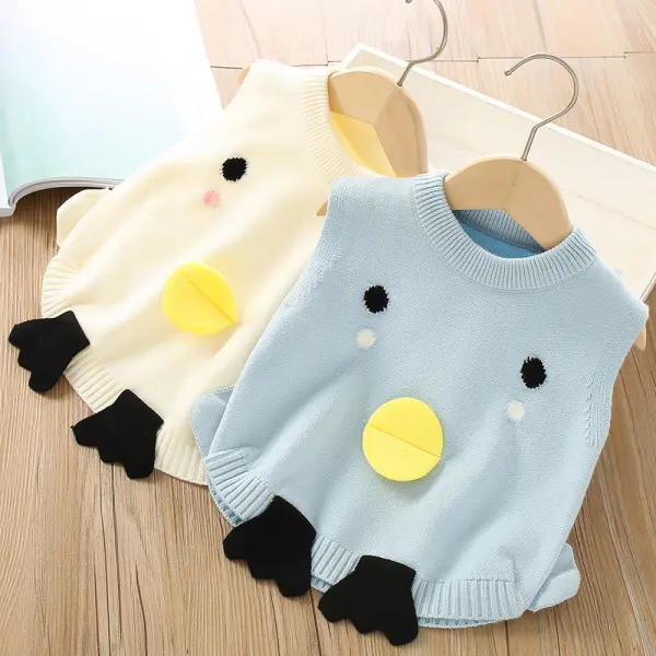 【12M-5Y】Girls Duck Pattern Sweater Vest - Thefolls.com 