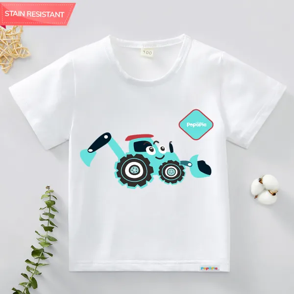 【12M-9Y】Boys Car Print Antifouling Cotton Short Sleeved T-shirt - Thefolls.com 