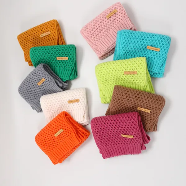 Cute Solid Color Hollow Out Knitting Keep Warm Scarf - Thefolls.com 