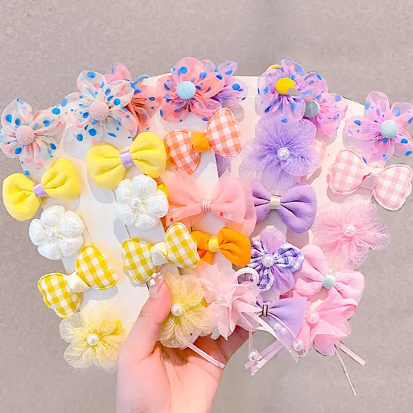 10-Piece Girls Sweet Flower And Bow Hairpin Set - Thefolls.com 