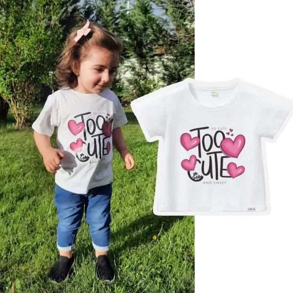 【12M-9Y】Girl Letter Print Antifouling Cotton Short Sleeved T-shirt - 7106 - Thefolls.com 