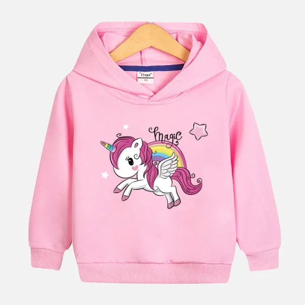 【18M-11Y】Girls Multicolor Unicorn Print Hooded Sweatshirt - 3187 - Thefolls.com 