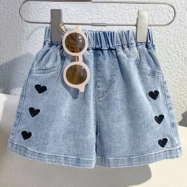 【2Y-11Y】Girl Cartoon Pattern Denim Shorts - 3207 - Thefolls.com 