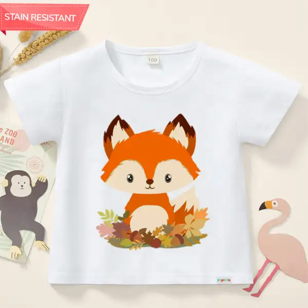 【12M-9Y】Unisex Kids Cotton Stain Resistant Cartoon Print Short Sleeve Tee - Thefolls.com 