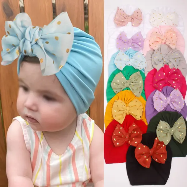 Baby Girls Cute Polka Dot Bow Hat - Thefolls.com 