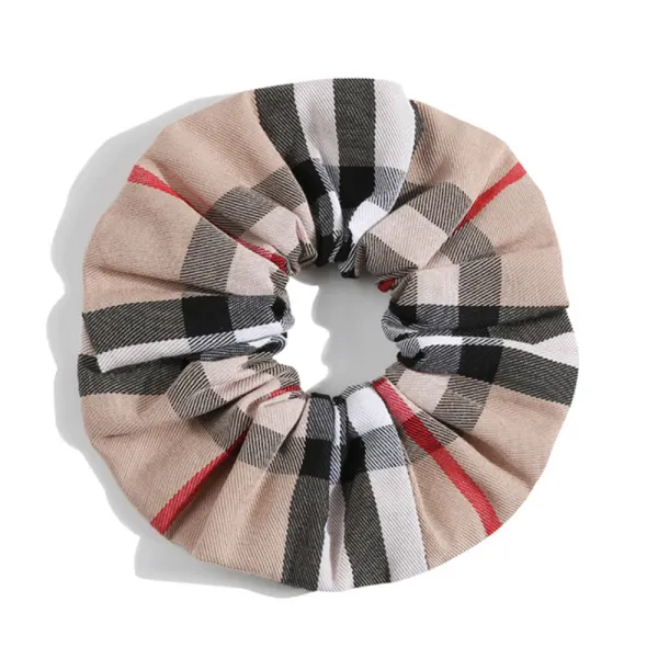 Cotton Khaki Plaid Hair Accessories - Thefolls.com 