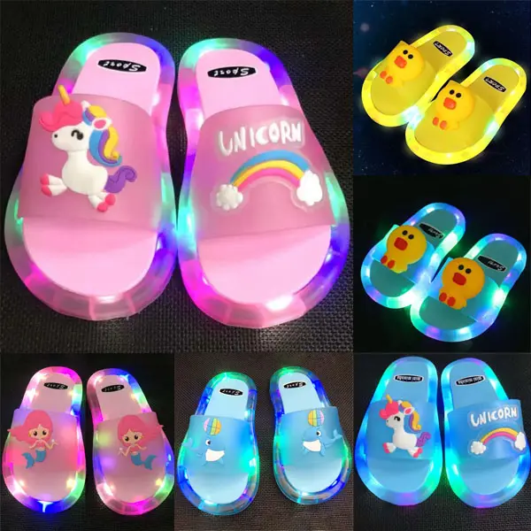 Kid's Cartoon Pattern Luminous LED Slippers - Thefolls.com 