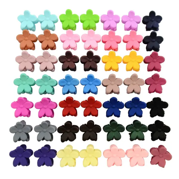 50-Piece Mixed Random Colorful Mini Floral Bang Hair Clips - Thefolls.com 