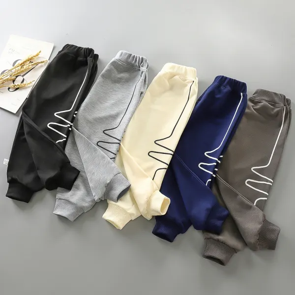 【12M-10Y】Boys Fashion Stripe Print Casual Pants - Thefolls.com 