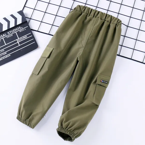 【12M-10Y】Boys Casual Solid Color Pocket Pants - Thefolls.com 