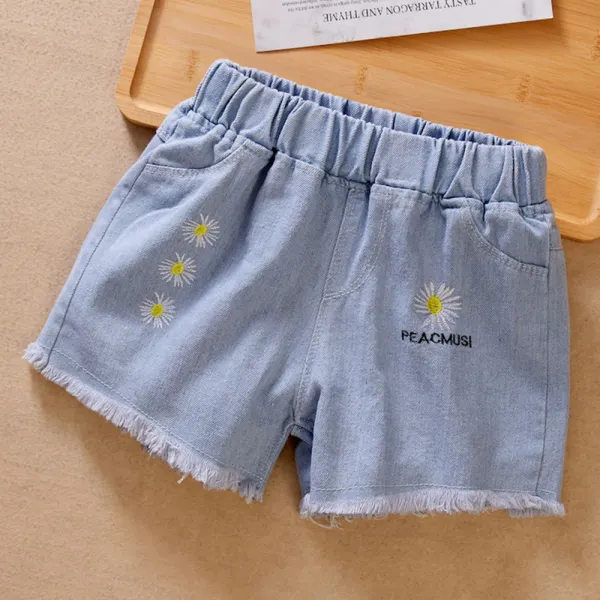 【2Y-11Y】Girl Cartoon Pattern Denim Shorts - 3207 - Thefolls.com 