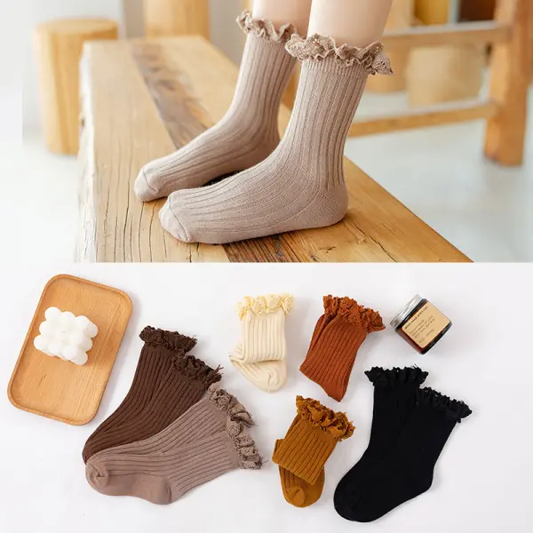 【1Y-7Y】Girls Multicolor Cotton Socks - Thefolls.com 