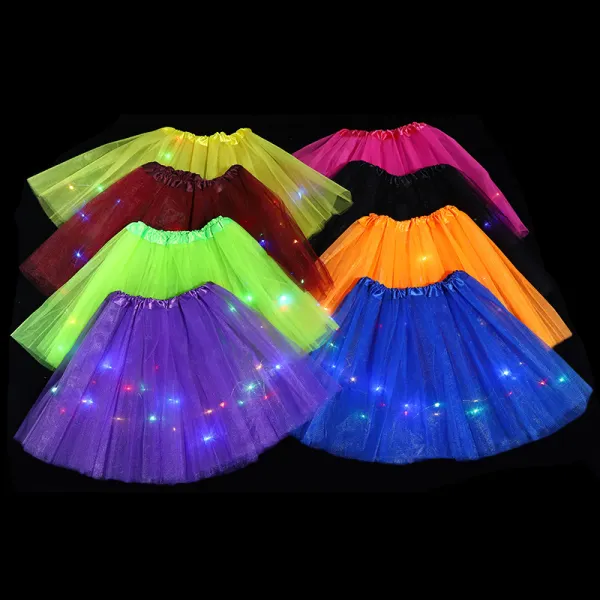 Girl Multicolor LED Glow Puffy Tulle Skirt - Thefolls.com 