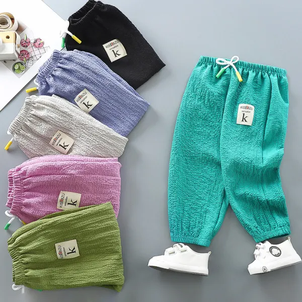 【12M-9Y】Kids Casual Fashion Thin Cropped Pants - Thefolls.com 