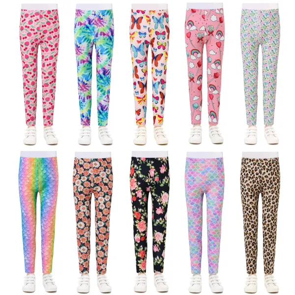 【2Y-8Y】Girls Cute Cartoon And Flower And Butterfly Print Leggings - Thefolls.com 