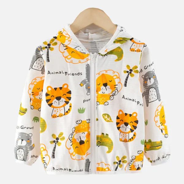 【18M-5Y】Unisex Kids Cartoon Print Hooded Sun Protection Clothes - Thefolls.com 