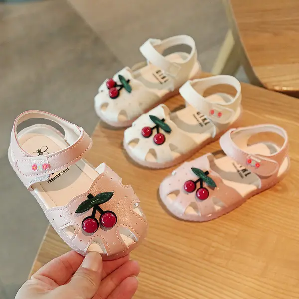 Baby Girl Cute Cherry Pattern PU Sandals - Thefolls.com 