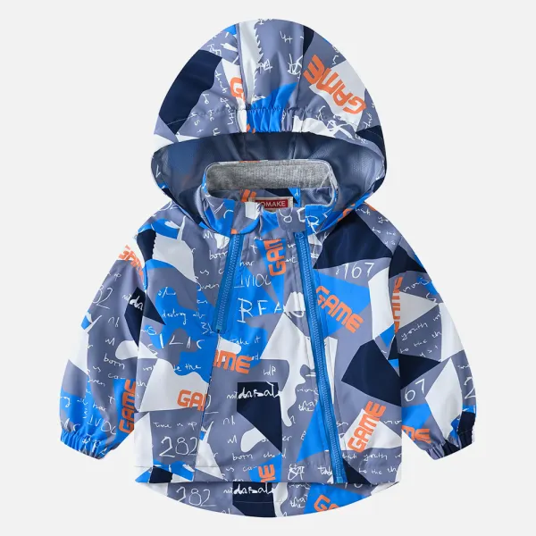 【18M-8Y】Boys Graffiti Print Double Zipper Hooded Jacket - Thefolls.com 