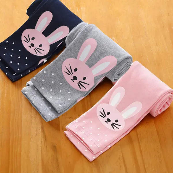 【2Y-11Y】Girls Cotton Bunny Print Leggings - Thefolls.com 