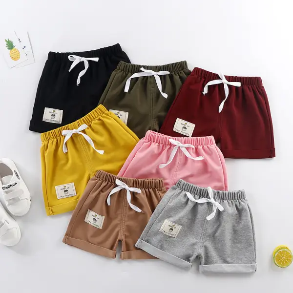 【12M-5Y】Unisex Casual Multicolor Solid Color Shorts - Thefolls.com 