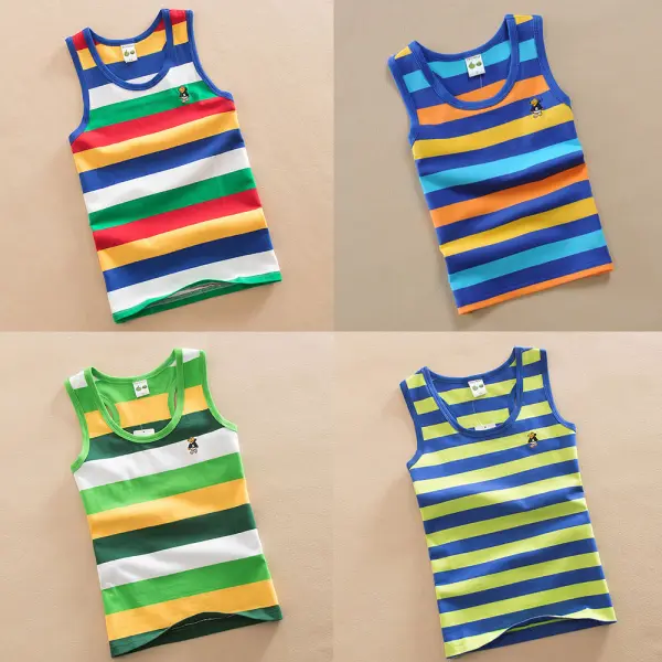 【2Y-11Y】Boys Multicolor Striped Vest - Thefolls.com 