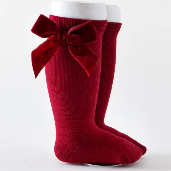 Baby Velvet Big Bow Middle Stockings - Thefolls.com 