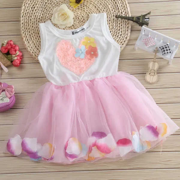 【6M-3Y】Girls Cute Heart Embroidered Sleeveless Dress - Thefolls.com 