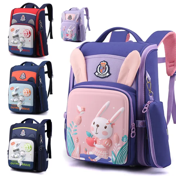 Kids Three-Dimensional Bunny Pattern Shoulder School Bag - Thefolls.com 