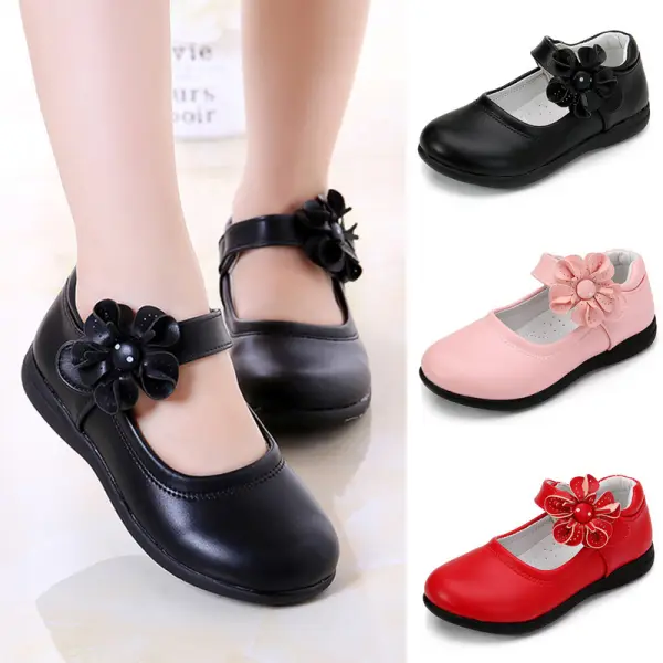 Girls Fashion Multicolor Applique Leather Shoes - Thefolls.com 