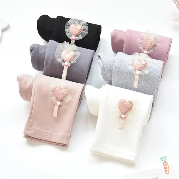 【6M-9Y】Girls Cotton Solid Color Thin Leggings - Thefolls.com 