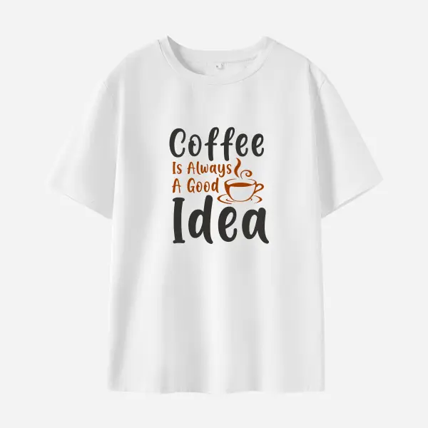 Women Cotton Stain Resistant Letter Print Short Sleeve T-Shirt - Thefolls.com 