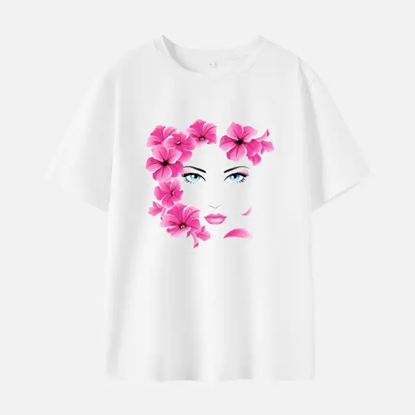 Women Fashion Woman Print Cotton Stain Resistant Short Sleeve T-shirt - Thefolls.com 