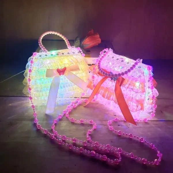 Girls Cute Lace Ruffle LED Luminous Mini Crossbody Bag (Random Color) - Thefolls.com 