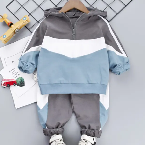 【12M-5Y】Boys Casual Hooded Sweatshirt Pants Set - Thefolls.com 