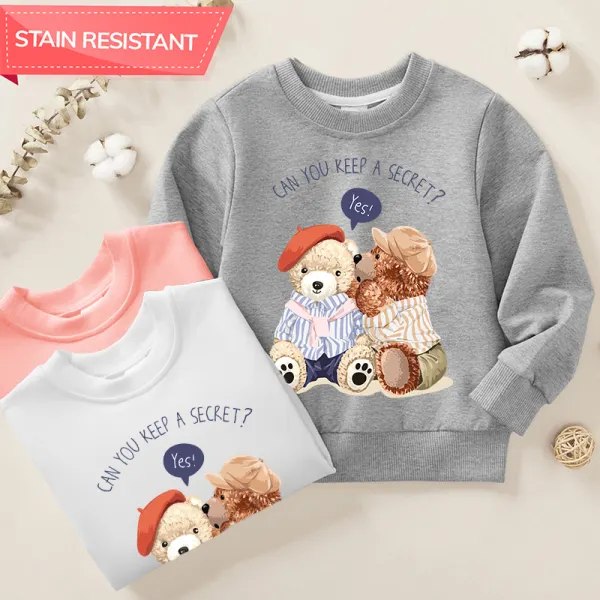【12M-9Y】Unisex Kids Cotton Stain Resistant Bear Print Long Sleeve Sweatshirt - Delovelybug.com 